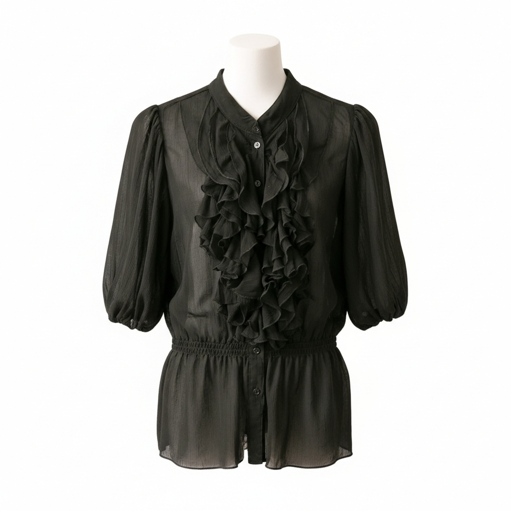 Boston Proper Black Ruffled Blouse - Picture 2 of 2